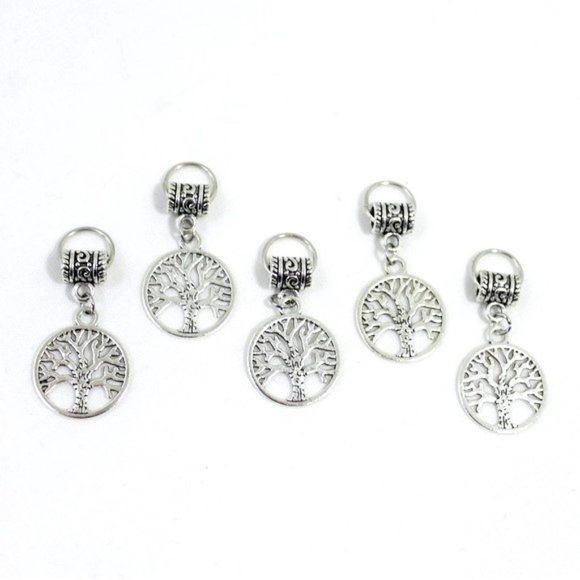 New Viking Celtic Hair Bead Set Tree of Life Silver 5 Piece Set Renaissance - Picture 3 of 7